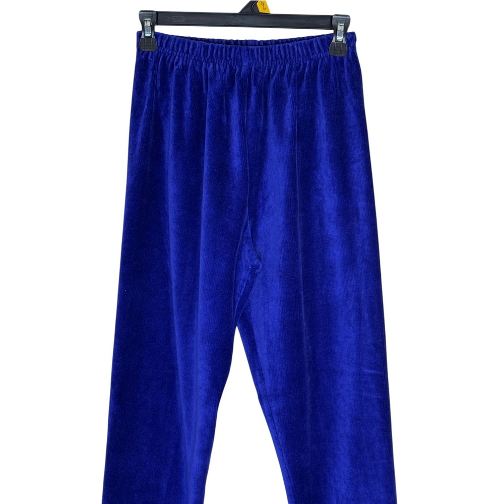 Jones New York Sport Velvet Pants Women Large Blue Elastic Waist Slim Velour‎ L - Picture 2 of 11